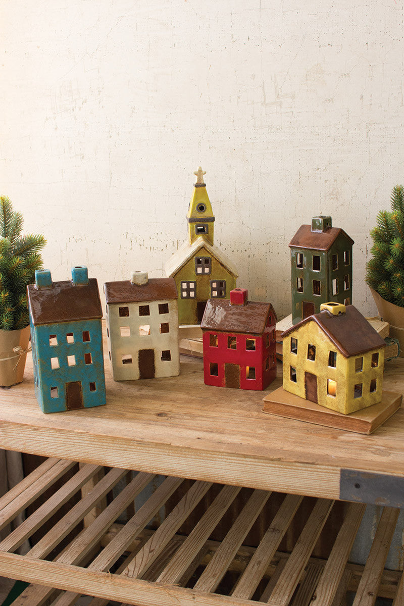 Ceramic Village Luminary - Yellow Church