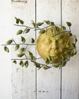 Wall Hanging Wind Blown Sun Face With Clay Leaves